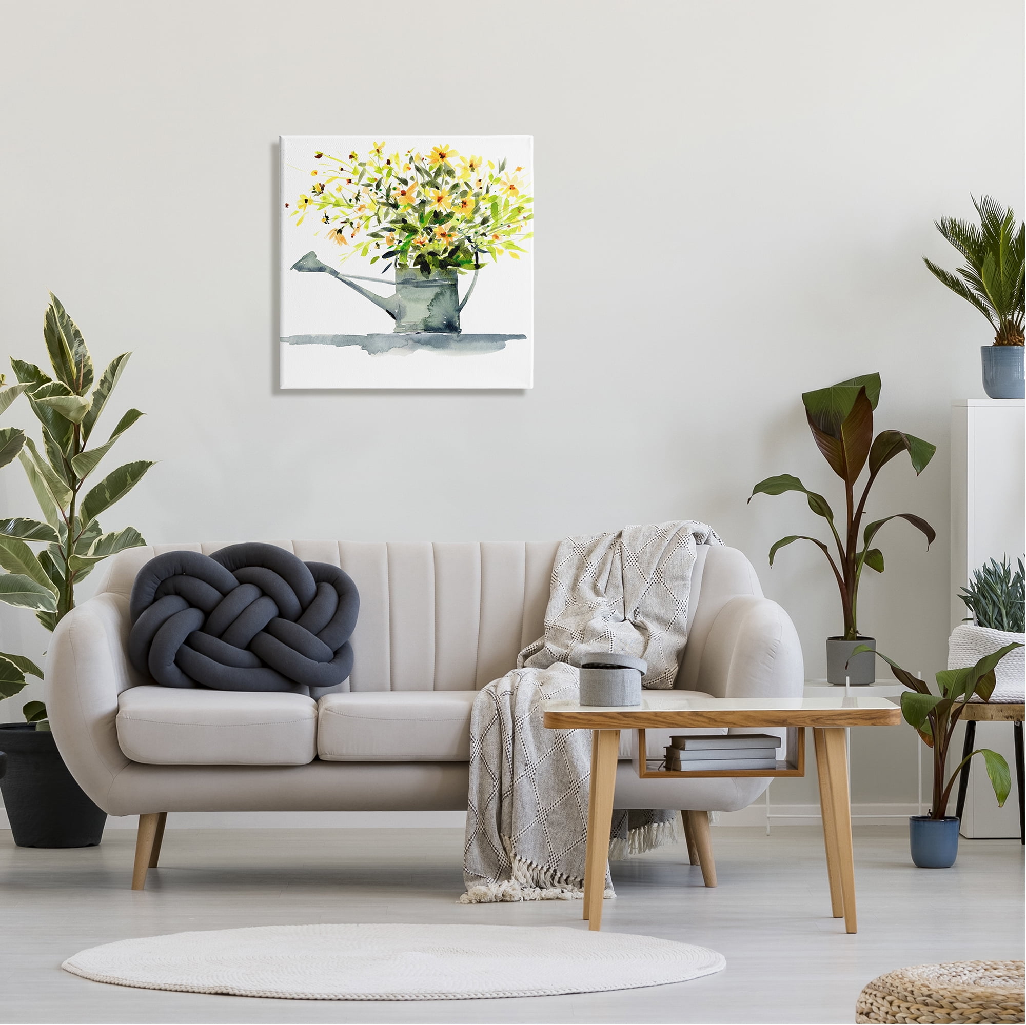 Stupell Industries Daisies in Watering Can Botanical & Floral Painting Gallery Wrapped Canvas Print Wall Art, 24 x 24