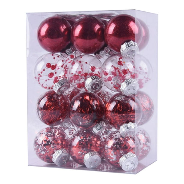 Fiudx Adornos para Árbol de Navidad, Brillantes, de Plástico Duradero, para Decoración Del Hogar, Fiestas y Centros de Mesa de Boda (Juego de 24 Piezas, 60 Mm de Diámetro).