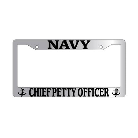 Chiefs Plastic License Plate - Navy Chief Petty Officer Chrome Plastic License Plate Frame