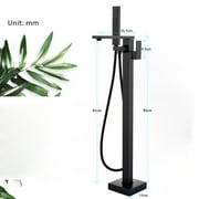FreeStanding Waterfall Bathtub Faucet Floor Mounted Tub Filler Mixer Matte Black
