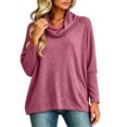 thumbnail image 3 of yillto Womens Cowl Neck Shirts Loose Long Sleeve Plain Blouses Fashion Dressy Work Tops Outfits, 3 of 6