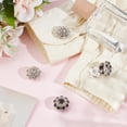 thumbnail image 4 of 4 Pcs 2 Colors Button Covers for Women 21mm Clip on Flower Rhinestone Buttons Cover Jewelry Detachable Shirt Button Clips for Dress Suit Tux Shirt Accessories Jet Silver, 4 of 9