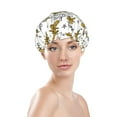 thumbnail image 3 of Easygdp Hohey Bee Golden2 Shower Caps for Women, Double Waterproof Layers Shower Cap, Quick Drying Bath Hair Cap Reusable, 3 of 9