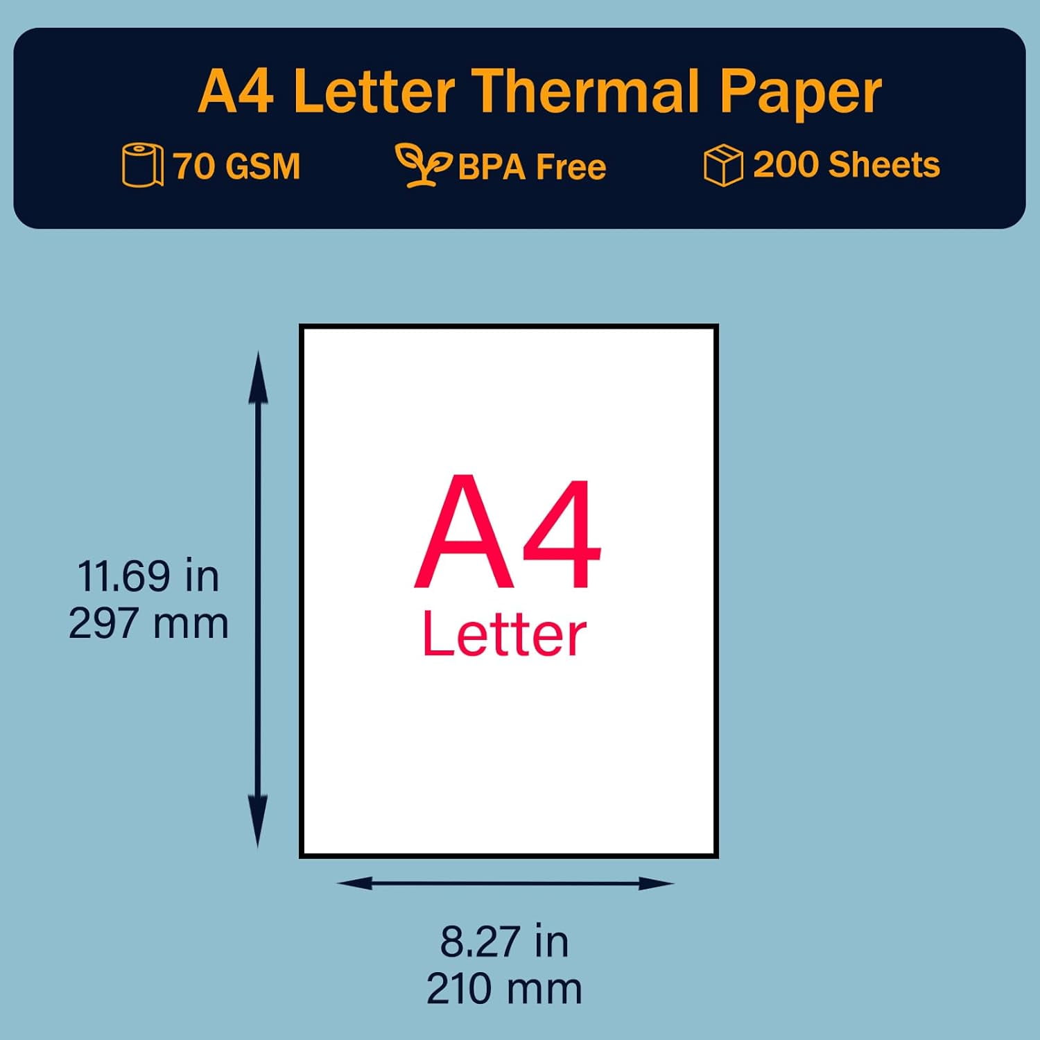 A4 Letter Thermal Printer Paper, Compatible with M08F M832 M833 and Brother  Letter Portable Printers, 8.27