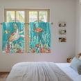 thumbnail image 4 of Brown Sea Turtle Coastal Kitchen Curtains, Teal Summer Beach Coral Nautical Light Filtering Window Curtain Panels, 2Pcs Rod Pocket Window Treatments Set for Cabin Bathroom Bedroom 52x45 Inches, 4 of 9