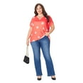 thumbnail image 5 of SOMER 2025 Women's Plus Size Top Flower Printed V Neck Short Sleeve Casual Plus Size Tops for Women, 5 of 7