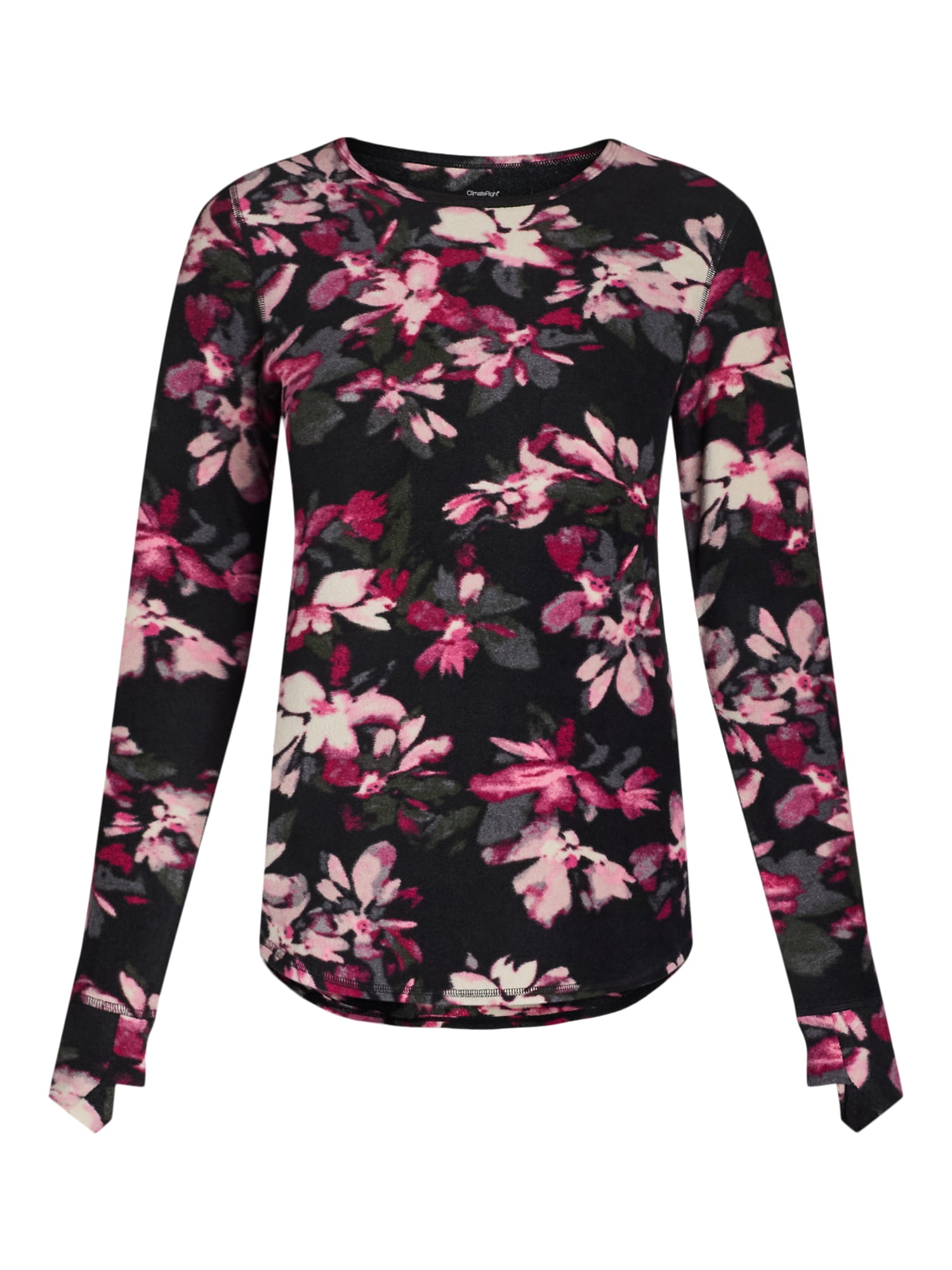 ClimateRight by Cuddl Duds Women's Warm Stretch Fleece Long Sleeve Crew Neck Thermal Base Layer Top, Sizes XS to 4X