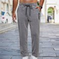 thumbnail image 2 of Wrtxtat Men's Fleece Sweatpants Warm Slim Fit Solid Color Straight Leg Trousers with Pockets Elastic Waist Drawstrings Sweatpants Gray S, 2 of 9