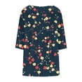 thumbnail image 5 of Viluyesy Big Size Round Neck T-Shirt for Womens 3/4 Sleeves Shirt Tops Loose Blouse Navy Size 3XL, 5 of 6