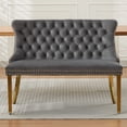 thumbnail image 2 of S-HOME Velvet Double Dining Loveseat Bench in Mid Century Modern Style with Gold-Plated Steel Legs for Kitchen Seating, Gray, 2 of 14