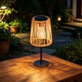 thumbnail image 6 of Solar Lantern, Outdoor Solar Powered Lights, Waterproof Rattan Style Tabletop Lamp for Garden Patio Balcony Decor(Brown), 6 of 6