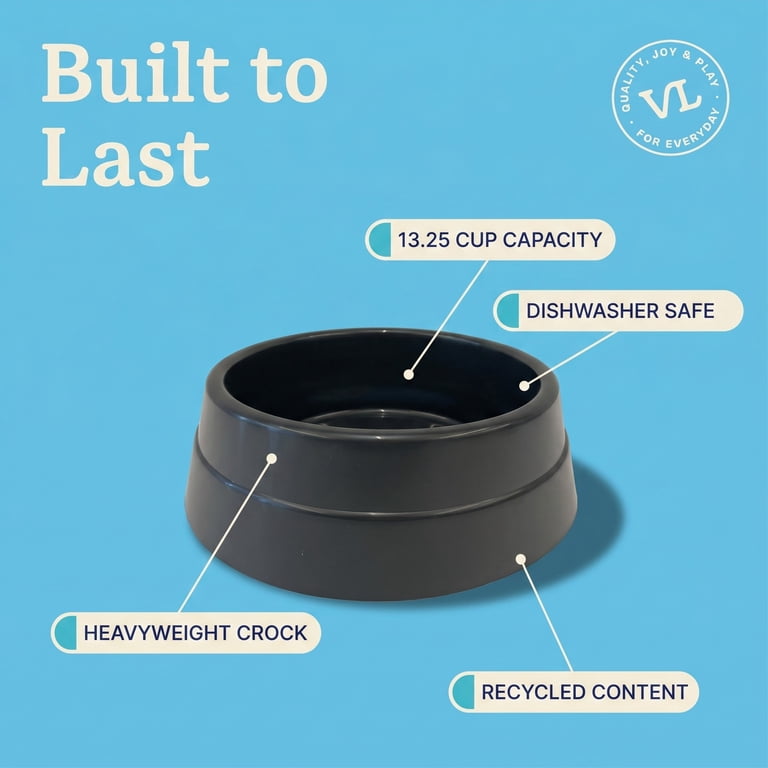 Large Crock Pet Bowl, 13.25 Cup, Black photo 5