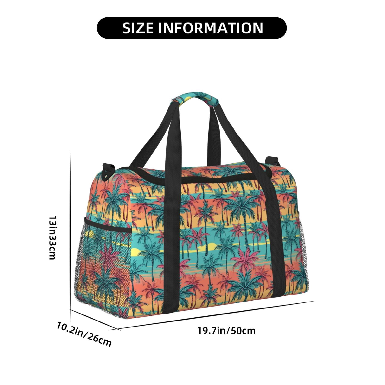 Fuzoiu Hawaii Palms Print Travel Duffle Bag,Carry On Tote Bags,Duffel Bag,Sport Gym Bag, Hospital Bag for Labor and Delivery, Overnight Bag,Luggage Bag