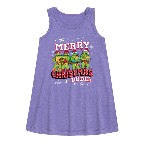 Teenage Muntant Ninja Turtle - Merry Christmas Dude - Toddler and Youth Girls A-line Dress