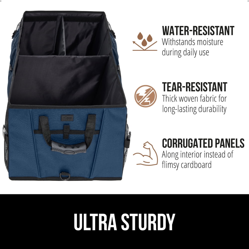 GORILLA GRIP Trunk Storage Organizer, Collapsible Container for Car Sedan or SUV, Blue