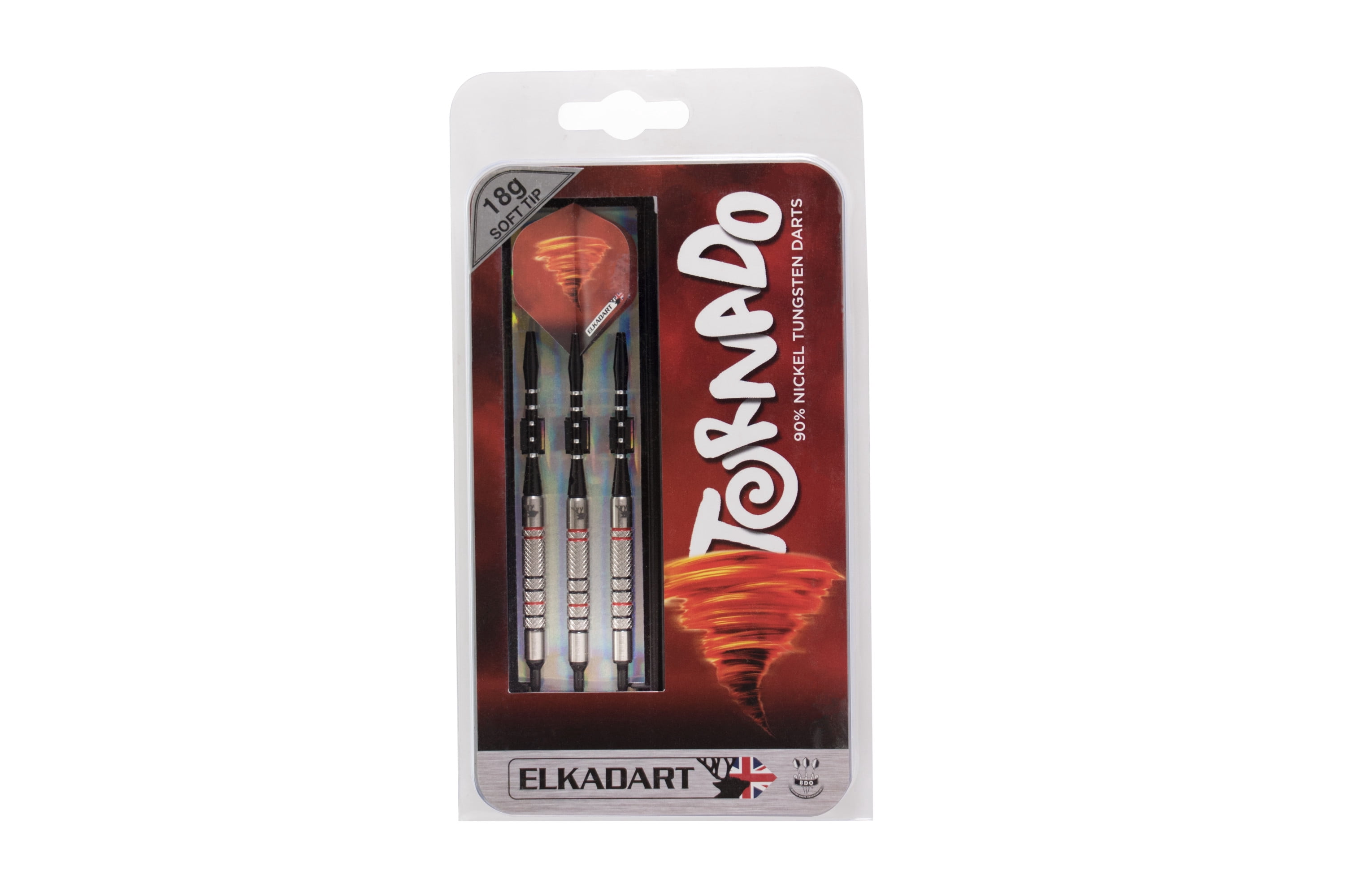 Elkadart Tornado 90% Tungsten Soft Tip Dart Set, Knurled Barrel, 18 Grams