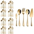 thumbnail image 1 of Flatware Set, Modern Royal 45-Pieces Gold Stainless Steel Flatware for Wedding Festival Christmas Party, Service for 8, 1 of 6