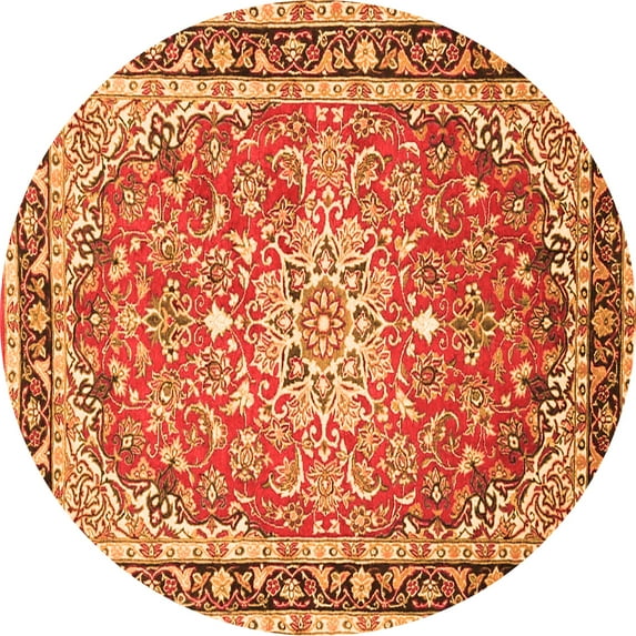 Ahgly Company Indoor Round Oriental Orange Traditional Area Rugs, 7' Round