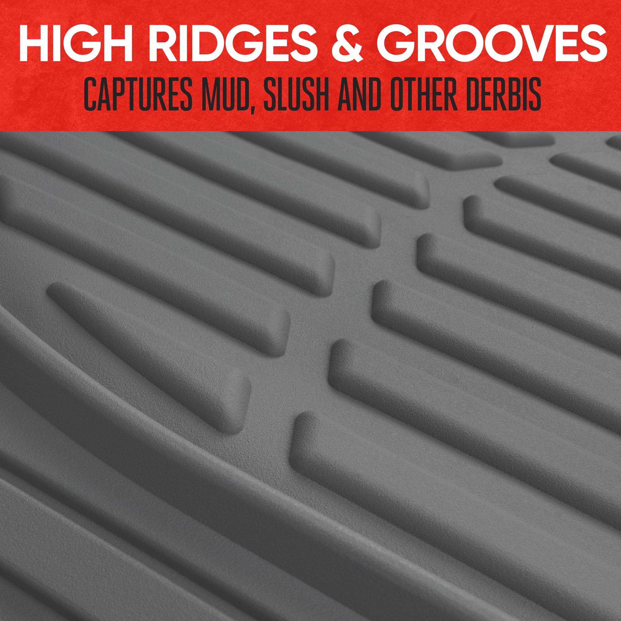 Motor Trend 2 Piece Front Car Floor Mats- Gray FlexTough Contour Liners-Deep Dish Heavy Duty Rubber Floor Mats for Car SUV Truck & Van-All Weather Protection, Universal Trim to Fit