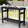 thumbnail image 2 of FUNDAZE HDPE Outdoor Bar Height Table, Oversized Rectangle Patio Table with Umbrella Hole & Footrest, Weather Resistant Tall Side Table for Garden, Poolside, Balcony, Black, 2 of 8