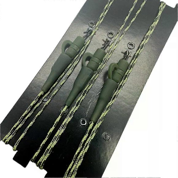 Ligne de Pêche à la Carpe Prête pour les Plombs Attachés 15*10cm Plomb avec Changement Rapide Ligne Tressée en PE avec Plombs Camouflage Vert
