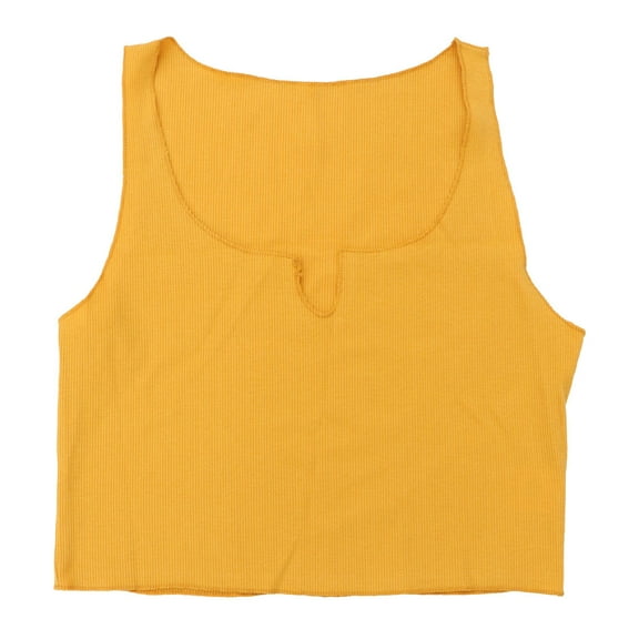 Luxshiny Yellow Casual Vest, 1Pc Sleeveless Short Top, Lightweight Wear for Women