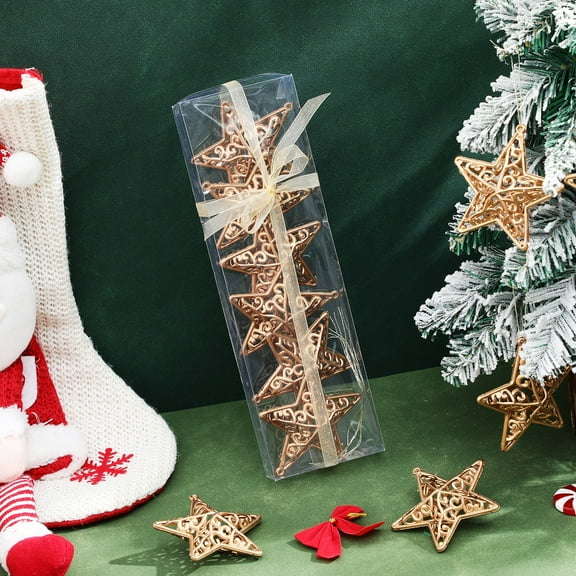 ELAYARD 18-Piece Christmas Tree Star Ornaments Set with 3D Design and Glitter Finish for Festive Holiday Home Decoration