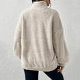 thumbnail image 4 of Telankuip Quarter Zipper Sweatshirts for Women Loose Warm and Soft Comfortable Pullovers Tops Long Sleeve Drop Shoulder Thick Hoodless Sweatshirts with Pocket Beige XL, 4 of 7