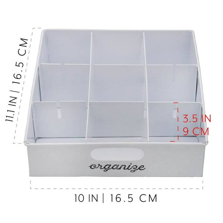 AuldHome Enamelware Farmhouse Snack Caddy (White); Rustic Countertop  Storage Container with Dividers 