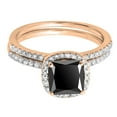 thumbnail image 2 of Dazzlingrock Collection 2.00 Carat (ctw) Princess Black & Round White Diamond Bridal Halo Engagement Ring Set for Women in 14K Rose Gold, Size 9.5, 2 of 4