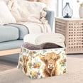 thumbnail image 3 of Yayeee Collapsible Cube Storage Bin with Lid Fabric Closet Decorative Basket with Handles, Floral Cow, 3 of 7