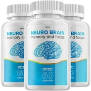 3 Pack Neuro Brain and Focus Supplement, Neuro Brain Memory Focus and Cognitive Support, Neuro Brain Pills Nootropic NeuroBrain to Boost Memor, Neuro Brain Vitamin 180 Capsules