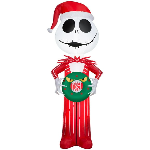 Airblown-Stylized Jack Skellington w/Red Suit and Monster Wreath-MD-Disney