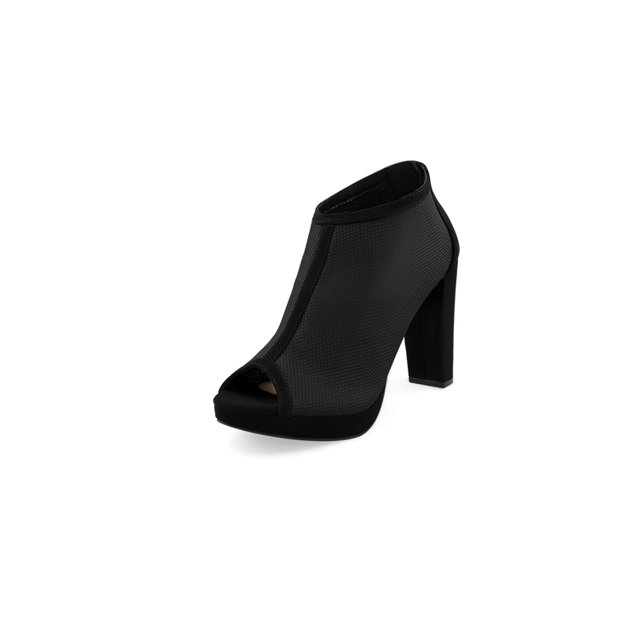 ZAPATILLA COLOR NEGRO DE PUNTA ABIERTA DE MATERIAL CON TEXTURA Mundo Terra 025156