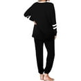 thumbnail image 5 of MAWCLOS Ladies Matching Pajamas Set Elastic Wais Trousers Casual Nightshirt and Jogger Sweat Suit Loungewear Casual Two Piece Outfit Jogger  Black XL, 5 of 5