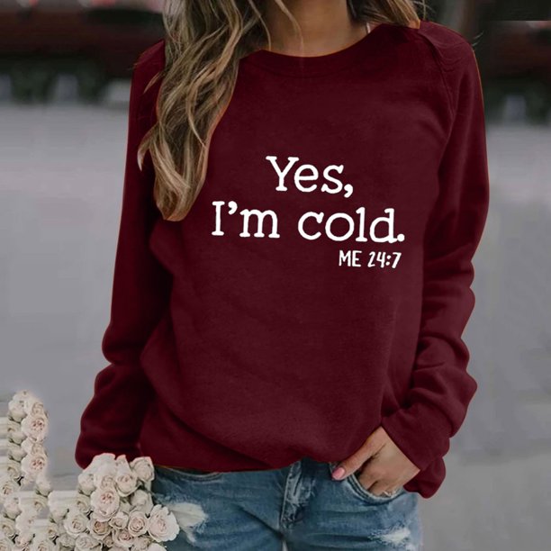 ICHUANYI Clearance Womens Long Sleeve Letter Print Splicing Round Neck Pullover Shirt T-Shirt Tops(Wine, XL) ICHUANYI WER2023080912903
