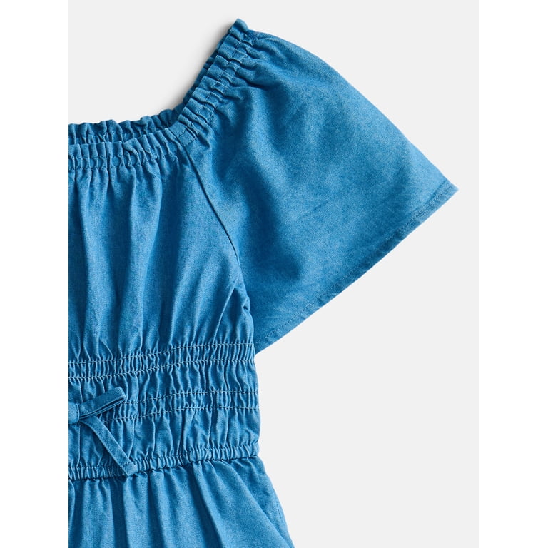 Wonder Nation Girls' Smocked Waist Denim Dress photo 2
