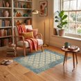 thumbnail image 3 of ODIKA 3'x5' Ultra-Soft Throw Mat, Beige Vintage Damask Lattice Distressed Botanical Bathroom Scroll None Washable, Bare feet friendly, Easy Care Indoor rug for Bedside, Vanity, 3 of 7