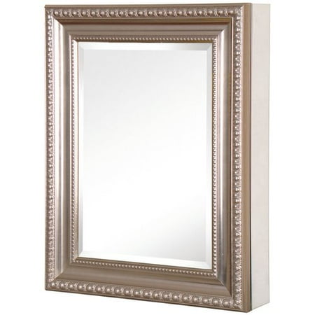 Brushed Nickel Medicine Cabinet (20 in. x 26 in. Recessed or Surface Mount Mirrored Medicine Cabinet with Deco Framed Door in Brushed)