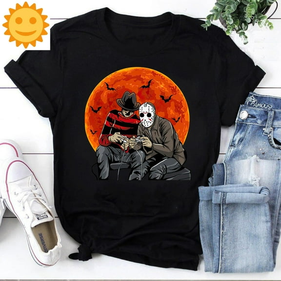 Jason And Freddy Playing Video Games Vintage T-Shirt, Halloween Shirt, Horror Movie Shirt, Horror Character Shirt, Game Lovers Shirt