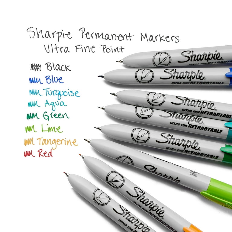 Sharpie Permanent Marker, Retractable, Fine Point, Assorted - 3 markers