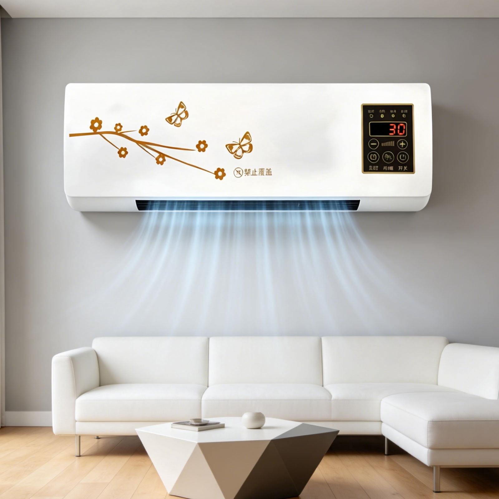 Wall Mounted Space Heater Fan 2 in 1 Electric Fan for Bedroom Living Room Office Quiet Overheat Protection,C