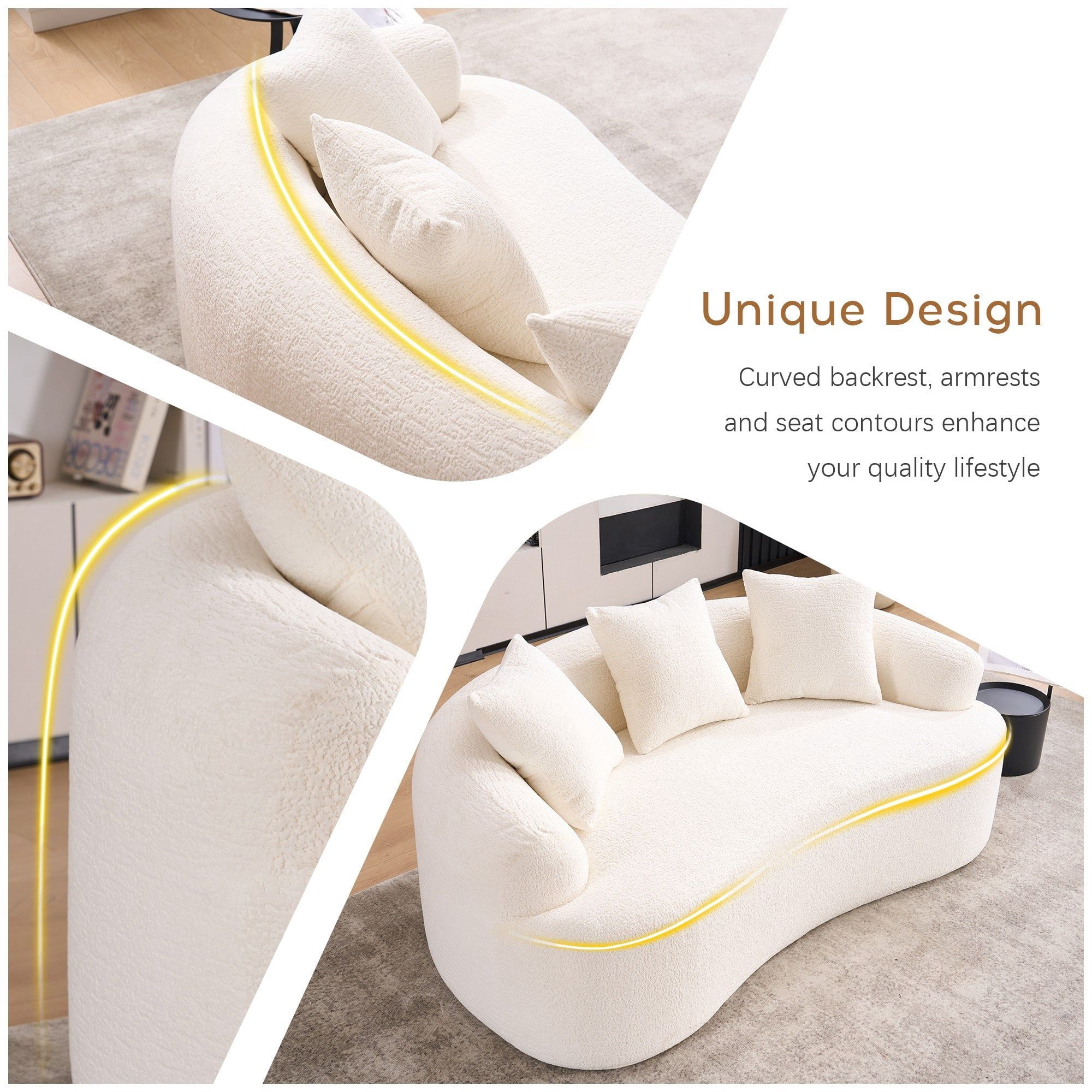 Sailvan Curved Loveseat No-Assembly Chenille Sofa for Small Spaces