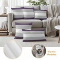 thumbnail image 6 of Purple Grey Stripe Outdoor Waterproof Pillow Covers, Modern Art Horizontal Striped Decorative Square Throw Pillowcase Sofa Cushion Sham for Patio/Couch/Chair, 26"x26" 2 Pack, 6 of 8