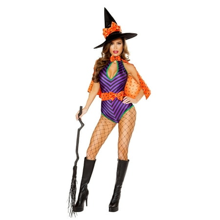 Roma Costume Adult Women Halloween Party Outfit 3 Piece Sweet Witch Purple/black/orange - Large