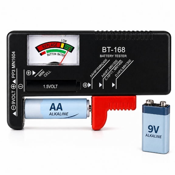 BT-168 Battery Tester Checker, AA, AAA, C, D, 9v, 1.5V Battery Household Battery Small Electrical Monitoring Instrument Equipment Universal Battery Checker