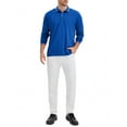 thumbnail image 2 of Men's Classic Regular Fit Solid Color Long Sleeves Business Golf Polo Shirt XL Royal Blue, 2 of 6