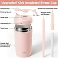 thumbnail image 3 of 2 Pack 10 OZ Spill Proof Straw Kids Cups for Girl Boy, Leak-Proof Kid Insulated Tumbler with Screw-On Lid & Silicone Straw with Stopper, Stainless Steel Sippy Cup, Milky Pastel, 3 of 9