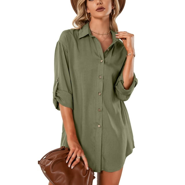 Chemise Dressfor Women,Women Button Down Lapelle Lady Button Down Casual Robe Manches Courtes Chemise Top-Notch Performance
