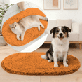 thumbnail image 2 of MK Gdledy Chenille Oval Bath Rug 16x24, Rubber Backing Quick Dry Washable Microfiber Mats，Orange, 2 of 6